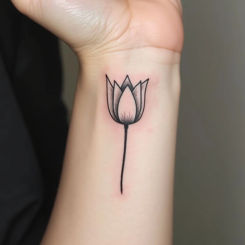 Delicate Tulip Wrist Tattoo: A Floral Aesthetic