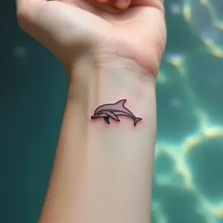 Minimalist Dolphin Fine Line Tattoo Design