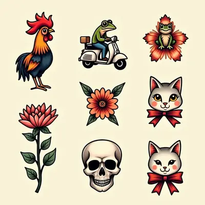 Flash Sheet of Traditional Japanese Tattoo Designs