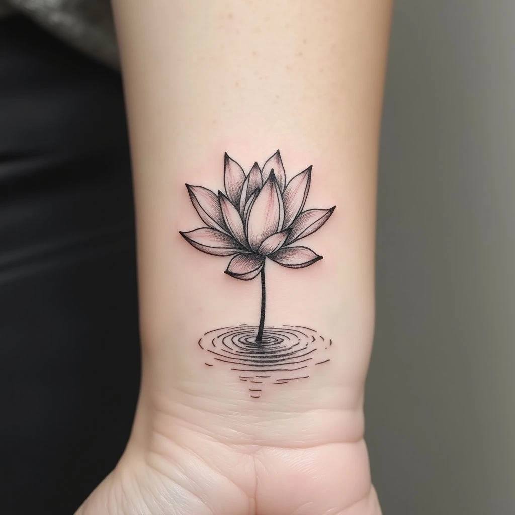 Small Lotus Flower Tattoo Meaning on a Woman
