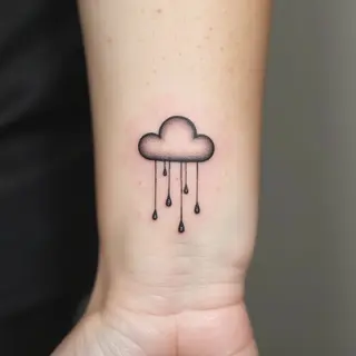 Minimalist Cloud and Rain Tattoo: A Symbol of Renewal