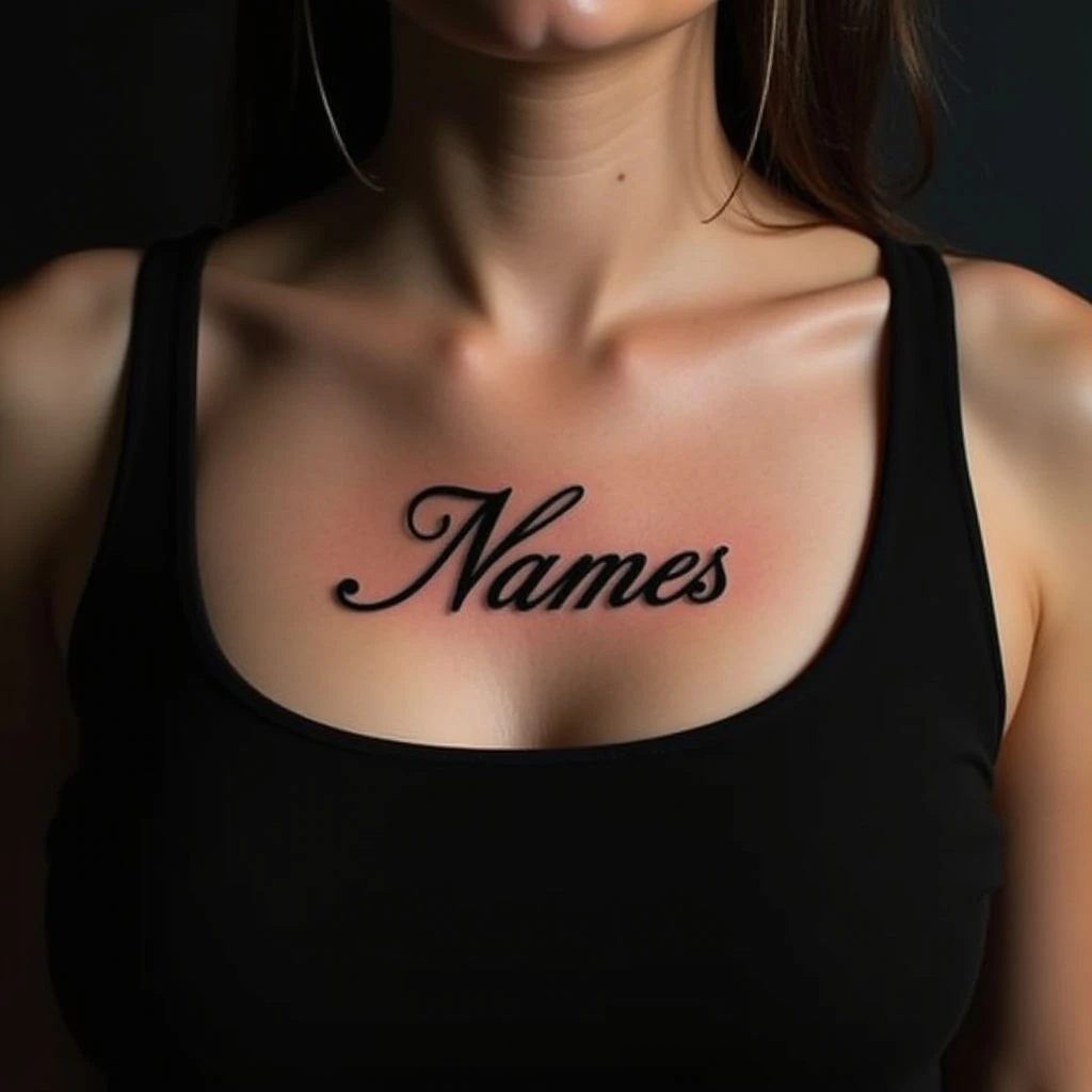 Delicate Name Tattoos for Girls on Your Chest