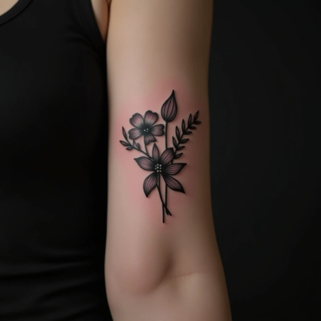 Delicate Pastel Black & Grey Arm Tattoos for Women