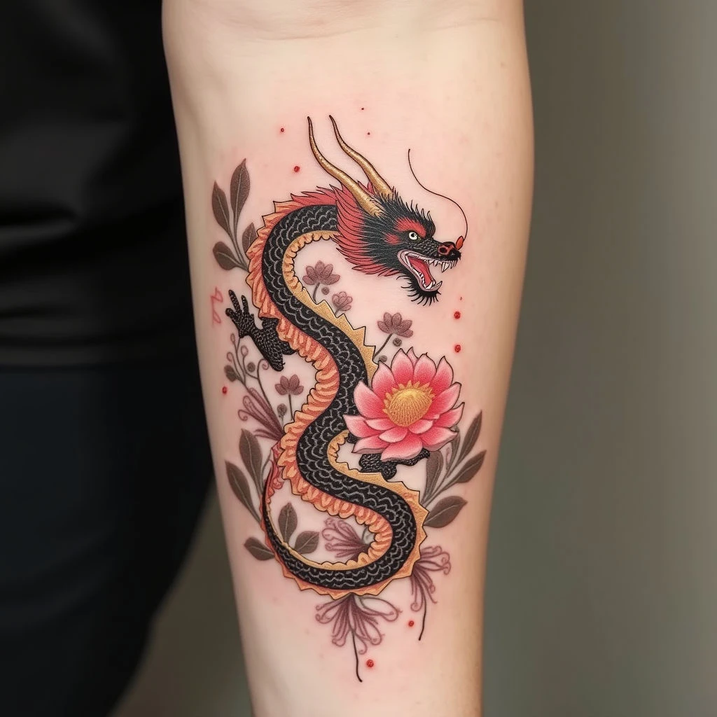 Delicate Dragon & Floral Designs: Small Tattoos for Girls