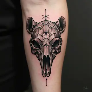 Intricate Bear Skull Tattoo Design