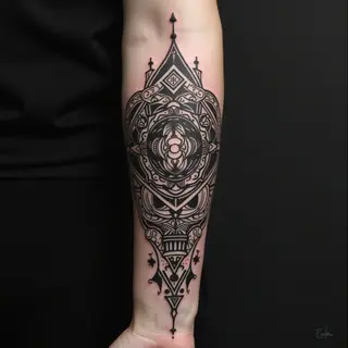 Intricate Geometric Tribal Forearm Tattoo Design