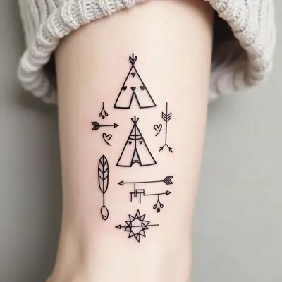 Small Tribal Tattoos: Arrow, Feather & Teepee Designs