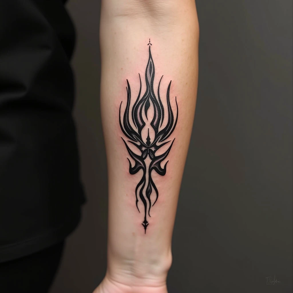 Abstract Tribal Tattoo Design on Forearm