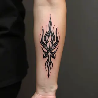 Abstract Tribal Tattoo Design on Forearm