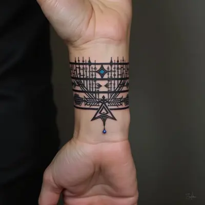 Elegant Tribal Wrist Band Tattoo Designs