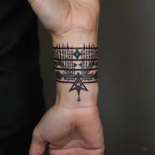 Elegant Tribal Wrist Band Tattoo Designs