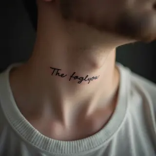Ephemeral Whispers: Small Word Neck Tattoos for Men
