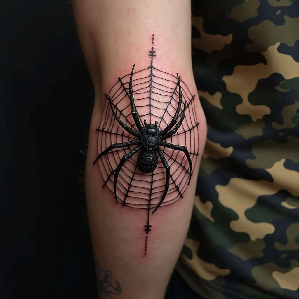 Spider Web Tattoo on Elbow: Military Meaning & Symbolism