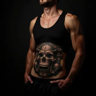 Surreal Stomach Tattoos for Men: Meaningful Blackwork Designs