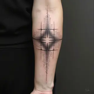 Abstract Geometric Dotwork Tattoo on Forearm