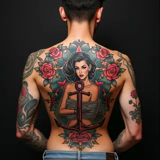 American Traditional Back Piece: A Study in Boldness