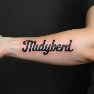 Classic American Traditional Script Tattoo on Forearm
