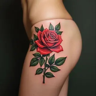Illustrative Red Rose Tattoo Design