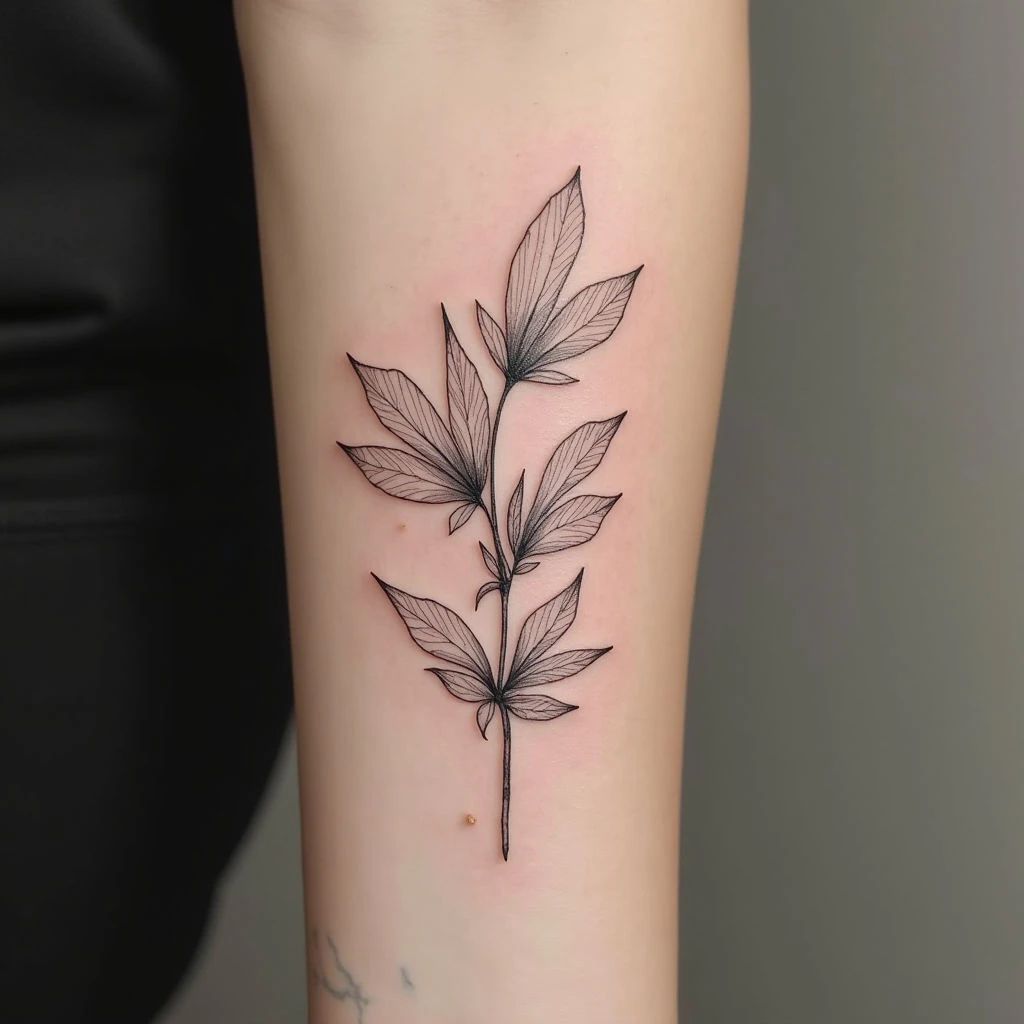 Delicate Botanical Tattoo on Forearm