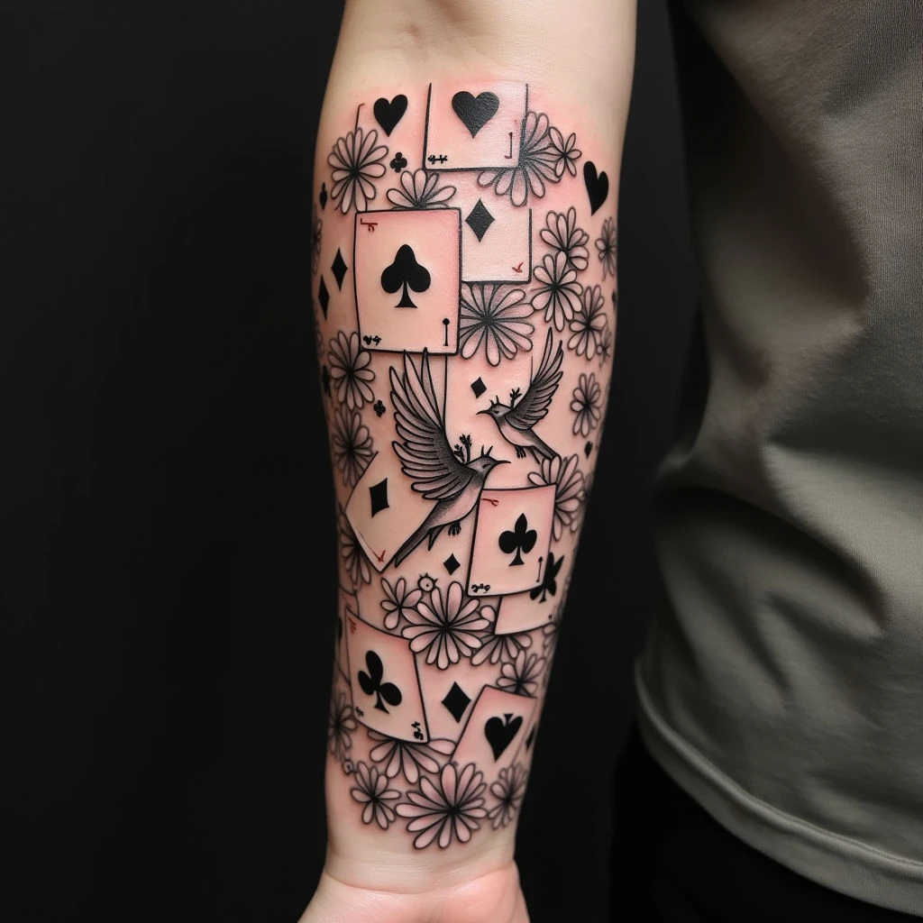 Eclectic Tattoo Collage: A Traditional Forearm Design