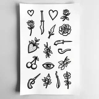 Illustrative Tattoo Flash Sheet Design Inspiration