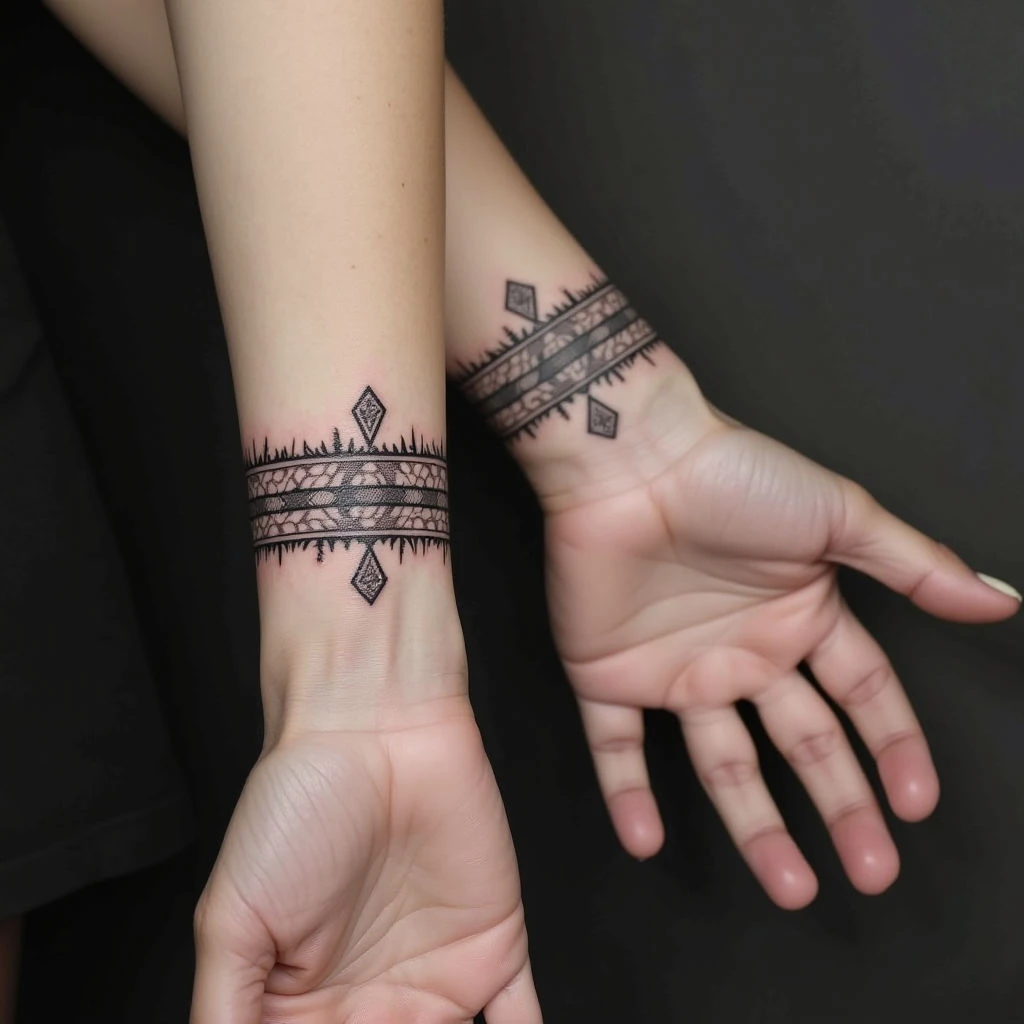 Geometric Wrist Cuff Tattoo Designs for Men