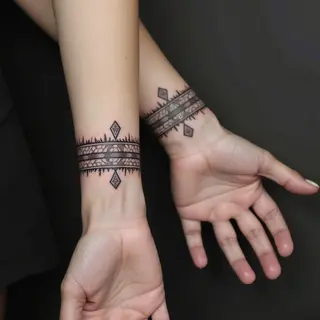 Geometric Wrist Cuff Tattoo Designs for Men