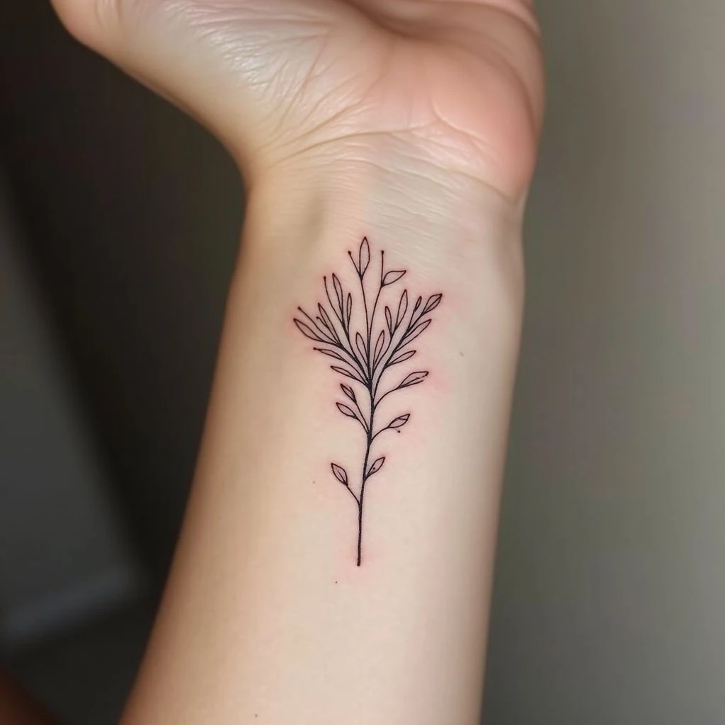 Delicate Botanical Wrist Tattoo Design