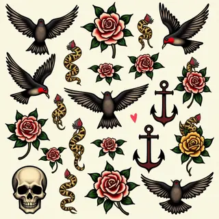 Vintage Tattoo Flash Sheet Collection