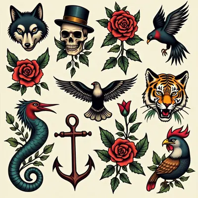 Vintage Tattoo Flash Sheet Inspiration
