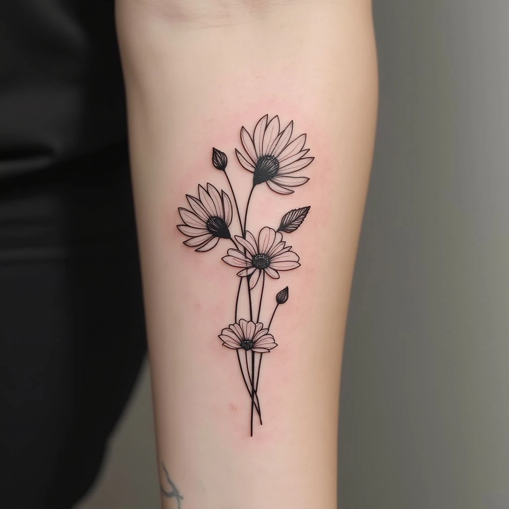 Delicate Floral Tattoo on Forearm