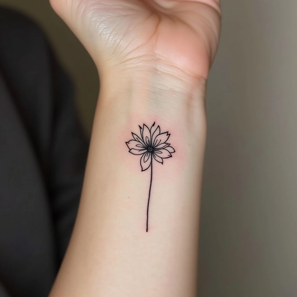 Delicate Floral Wrist Tattoo: A Study in Minimalist Linework