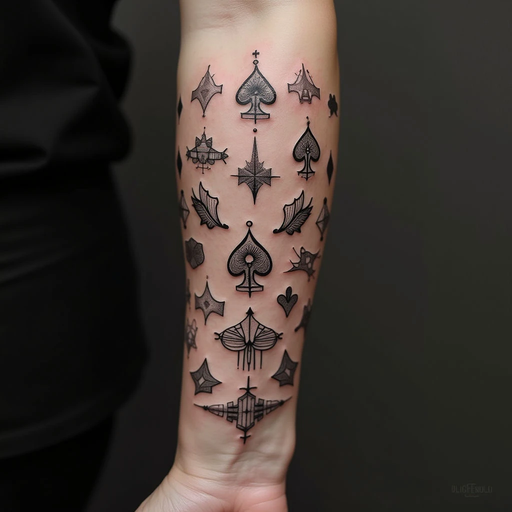 Intricate Geometric Ornamental Forearm Tattoos