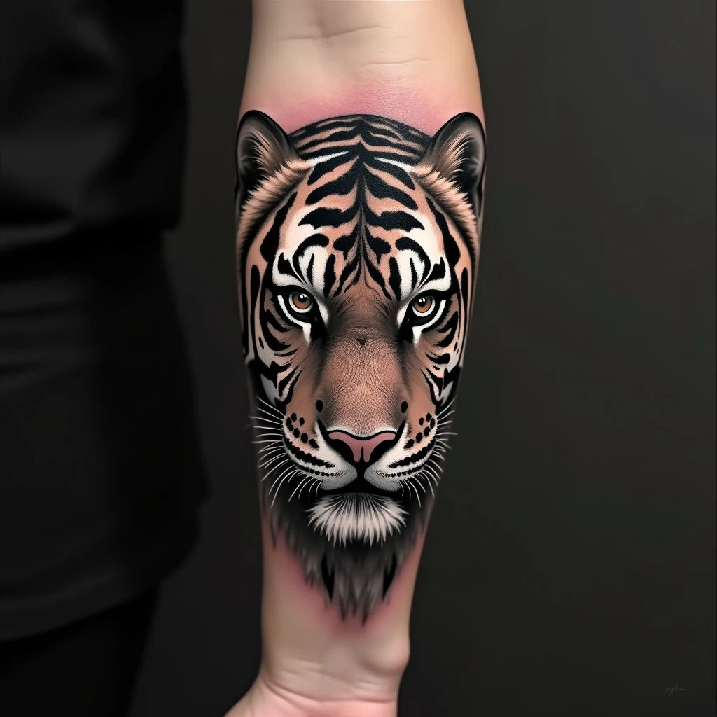 Powerful Tiger Tattoo: A Realistic Forearm Design
