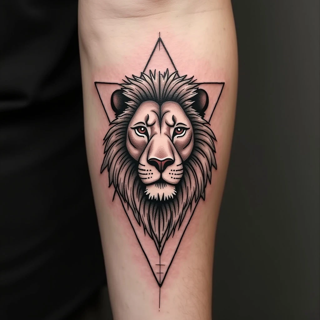Geometric Lion Tattoo Design Inspiration