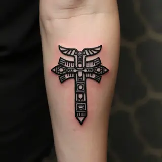 Ancient Echoes: Mayan Glyph Tattoo Design