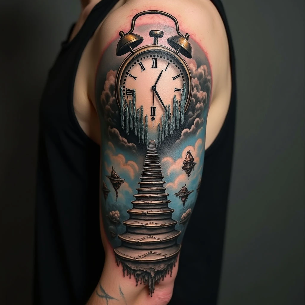 Arm Tattoo Designs for Men: A Surreal Dreamscape