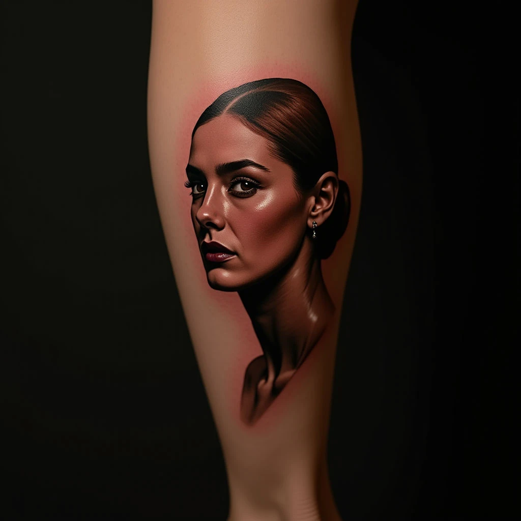 Bold Face Tattoos: XXL Illustrative Designs in Brown & Red Hues
