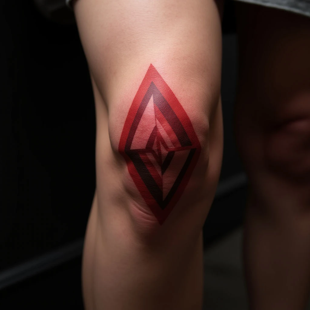Bold Knee Tattoos for Women: Geometric XXL Red Designs