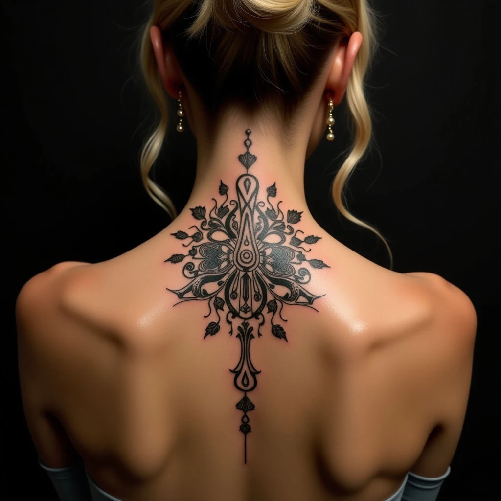 Elegant Gold Calligraphy Neck Tattoos for Women