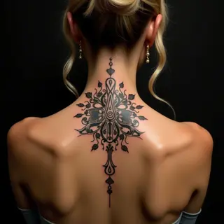 Elegant Gold Calligraphy Neck Tattoos for Women
