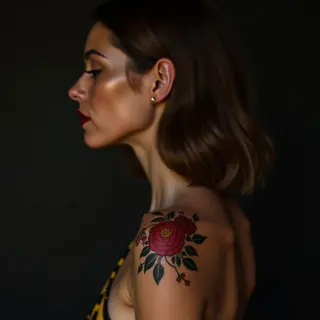 Small Surreal Tattoos Behind Ear for Women