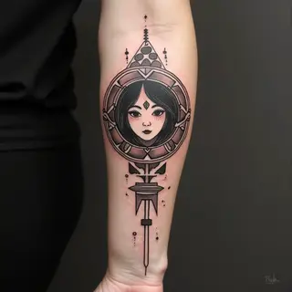 Powerful Polynesian Forearm Tattoo Design