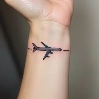 Minimalist Pulse & Airplane Tattoo Design