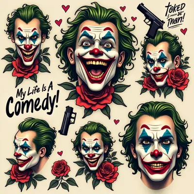 Joker Flash Sheet: Traditional Tattoo Designs