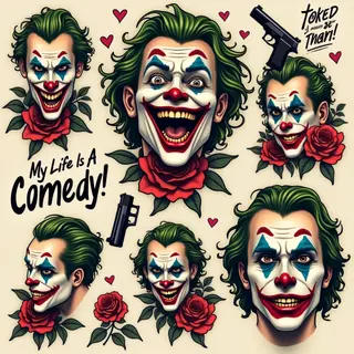 Joker Flash Sheet: Traditional Tattoo Designs