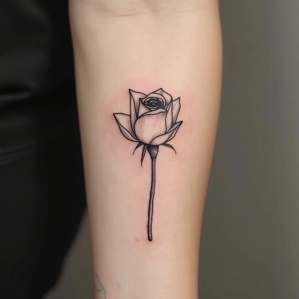 Delicate Rose Tattoo: A Minimalist Expression