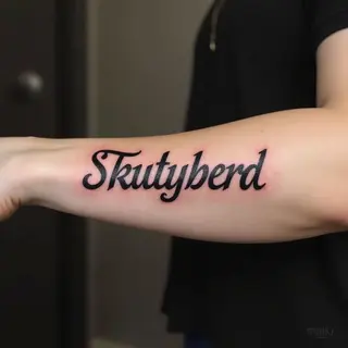 Traditional Script Tattoo on Forearm