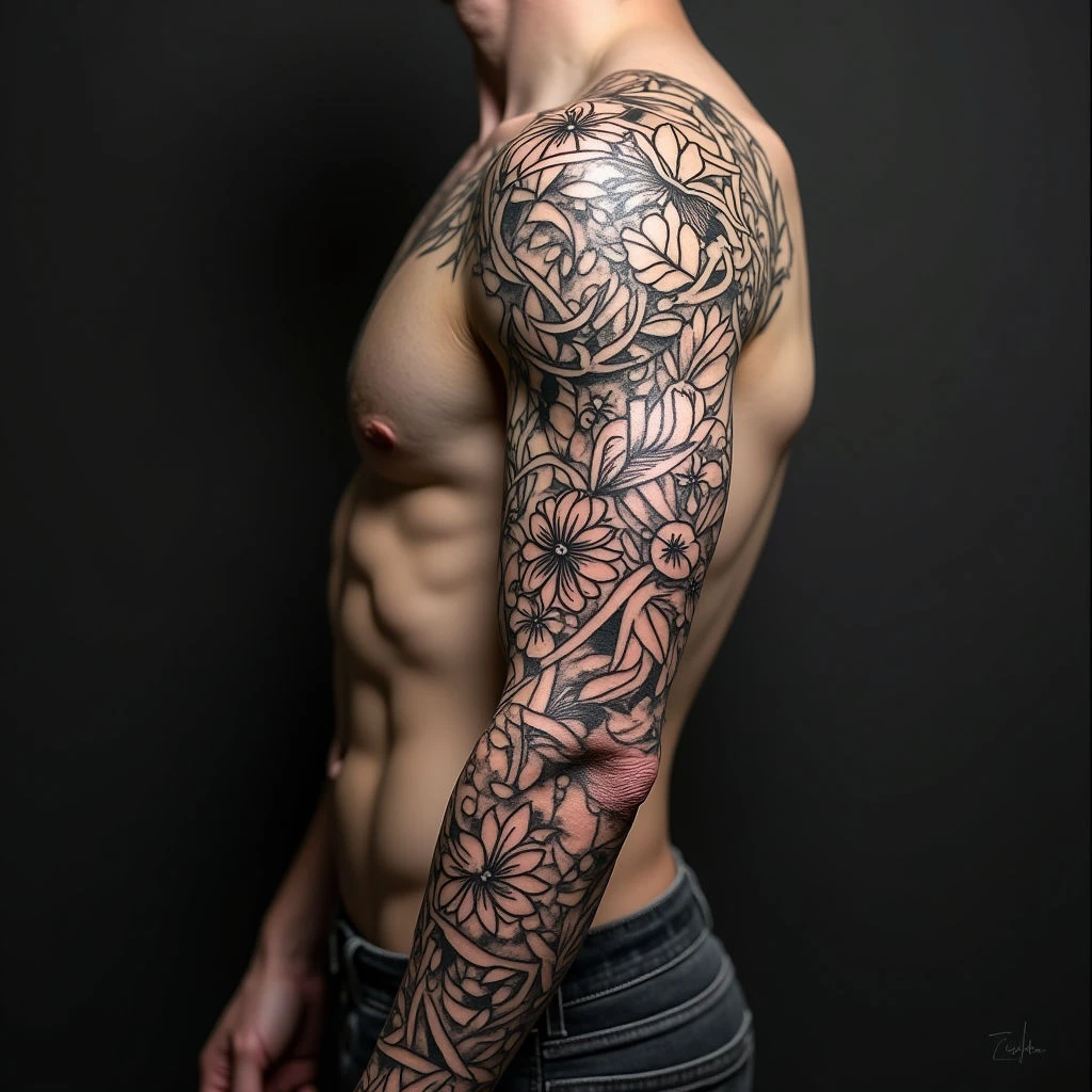 Traditional Blackwork Sleeve Tattoo Collection