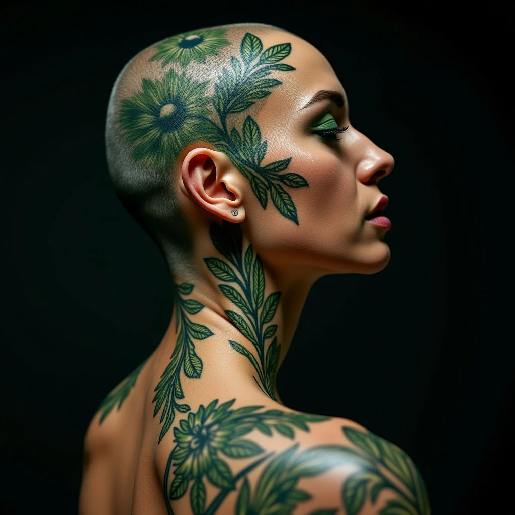 Linework Head Tattoos: Symbols of Strength & Healing